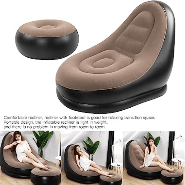 Poltrona Inflável Ultra Lounge Com Pufe Sofá Preguiçoso - Cliquemaster