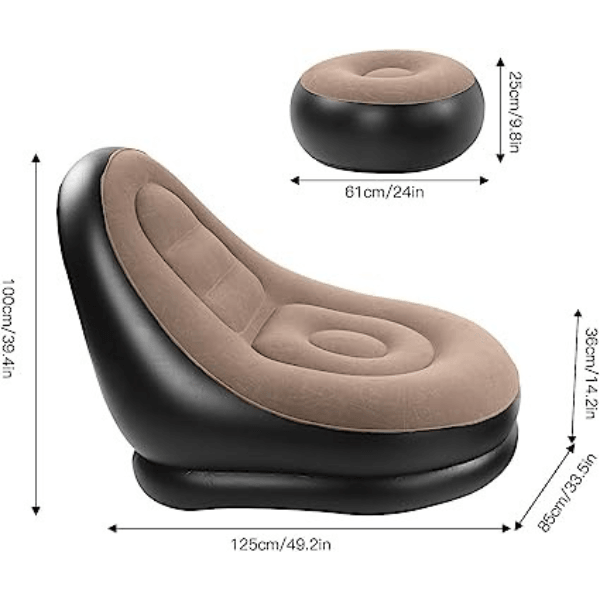Poltrona Inflável Ultra Lounge Com Pufe Sofá Preguiçoso - Cliquemaster