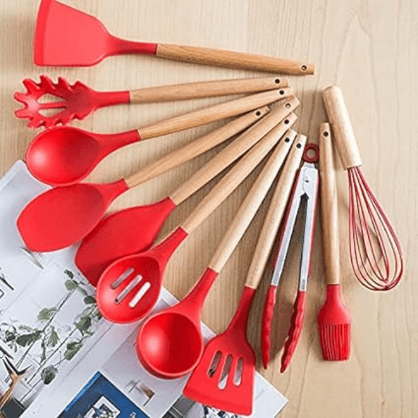 Kit Utensílios Cozinha 12 Peças Silicone Antiaderente - Cliquemaster