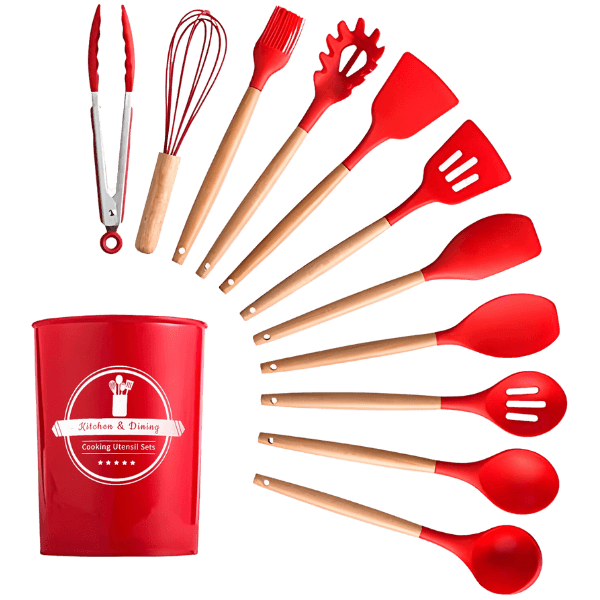 Kit Utensílios Cozinha 12 Peças Silicone Antiaderente - Cliquemaster