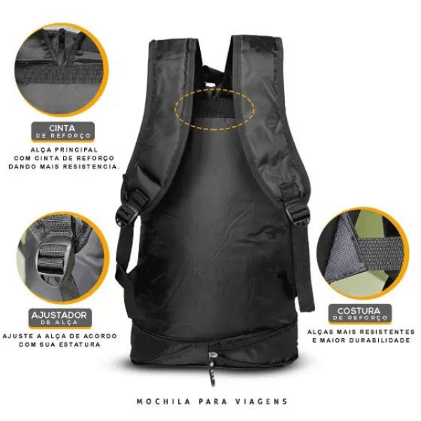 Mochila Para Viagem 50L Acampamento Trilha Semi Impermeável - Cliquemaster