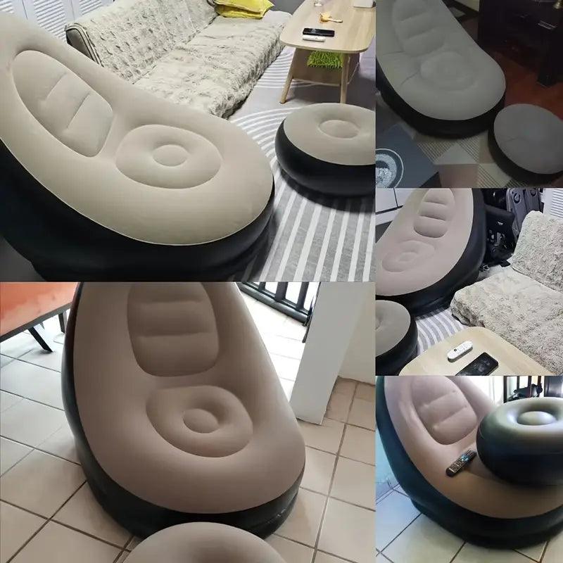 Poltrona Inflável Ultra Lounge Com Pufe Sofá Preguiçoso - Cliquemaster