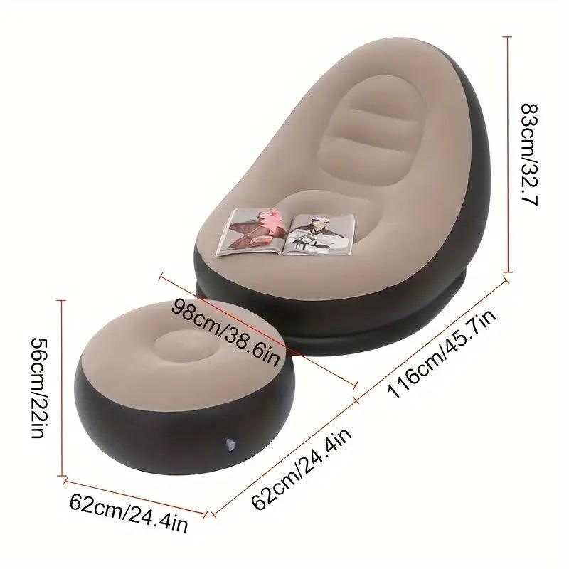 Poltrona Inflável Ultra Lounge Com Pufe Sofá Preguiçoso - Cliquemaster