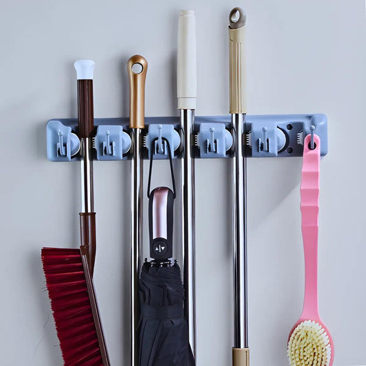 Suporte Multiuso Organizadora de Rodo e Vassoura - 6 Ganchos - Cliquemaster