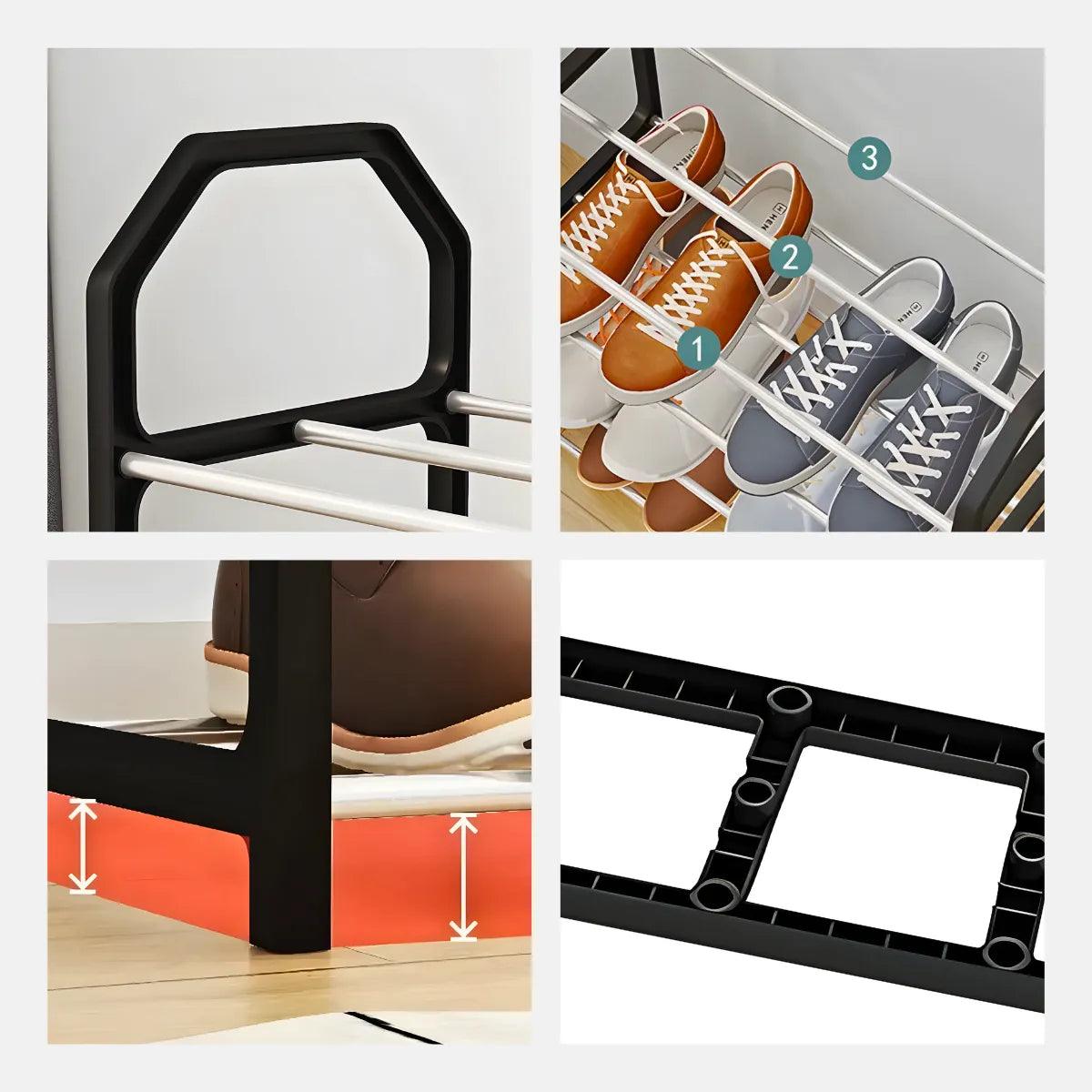 Sapateira Portátil Organizador 4 Prateleiras - PRETO - Cliquemaster