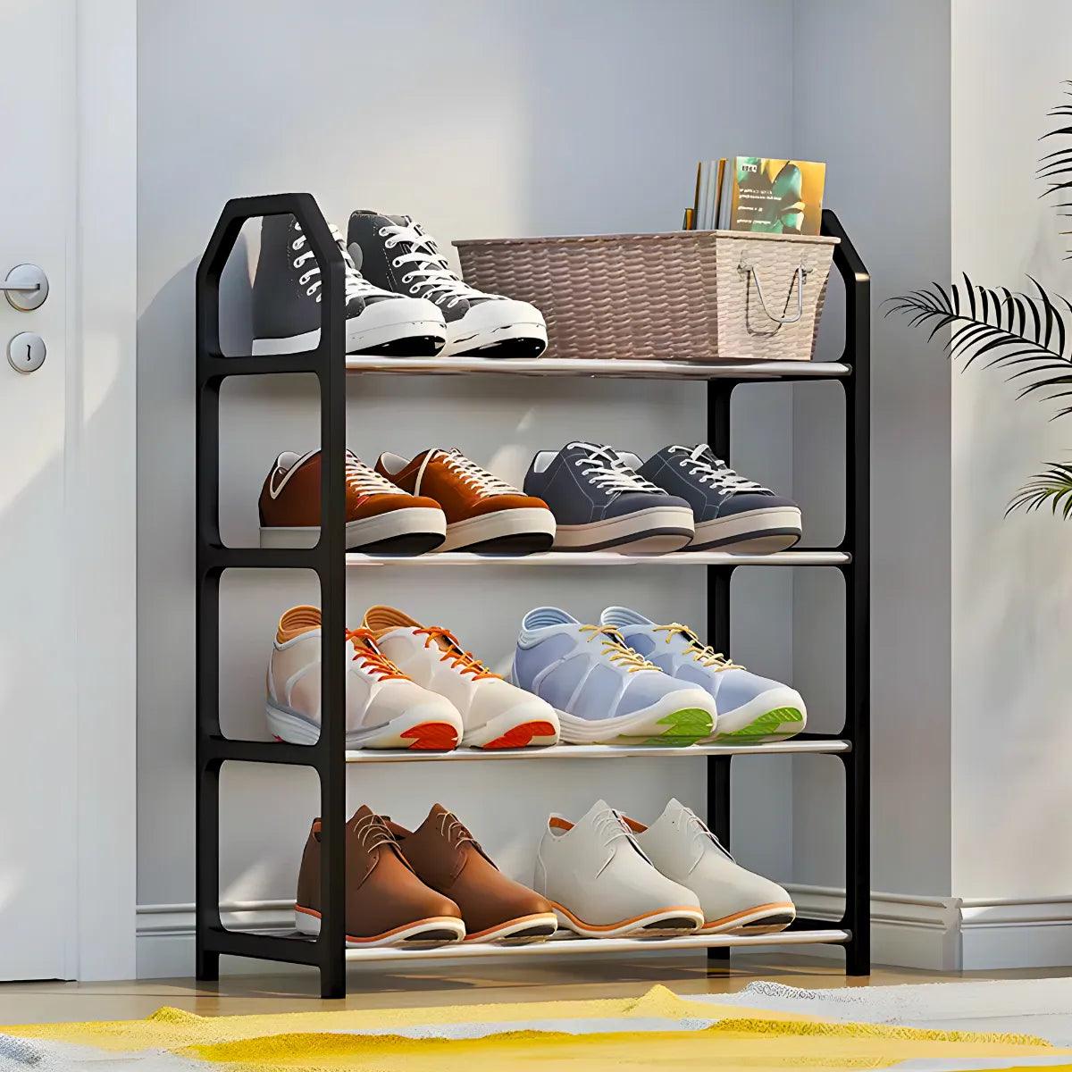 Sapateira Portátil Organizador 4 Prateleiras - PRETO - Cliquemaster