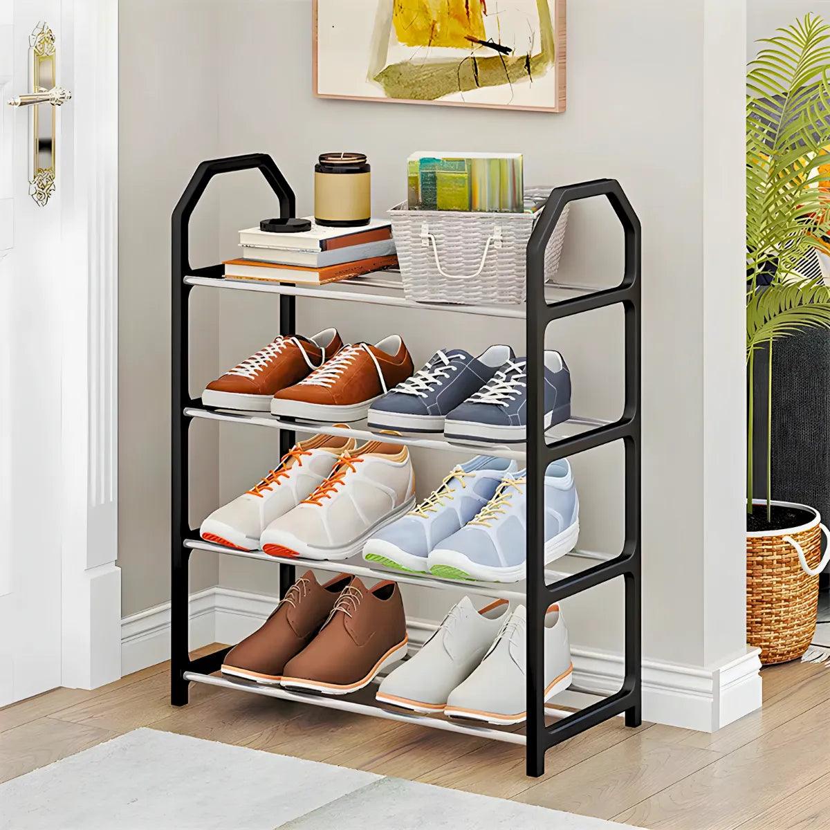 Sapateira Portátil Organizador 4 Prateleiras - PRETO - Cliquemaster