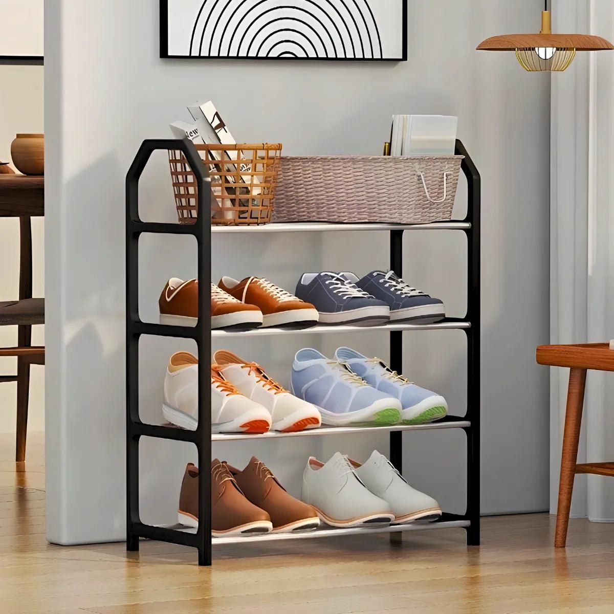 Sapateira Portátil Organizador 4 Prateleiras - PRETO - Cliquemaster