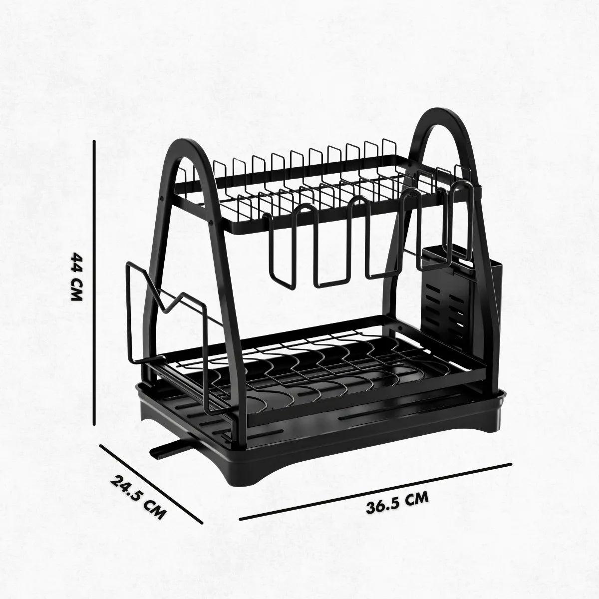 Escorredor e Organizador De Louças Inox Preto - Cliquemaster