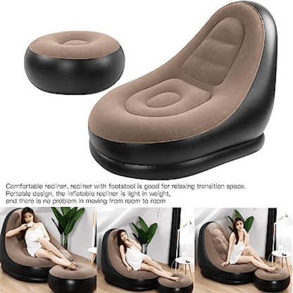 Poltrona Inflável Ultra Lounge Com Pufe Sofá Preguiçoso - Cliquemaster