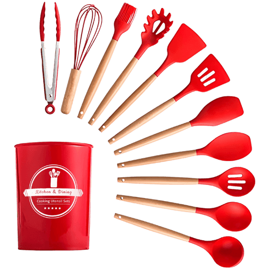 Kit Utensílios Cozinha 12 Peças Silicone Antiaderente - Cliquemaster