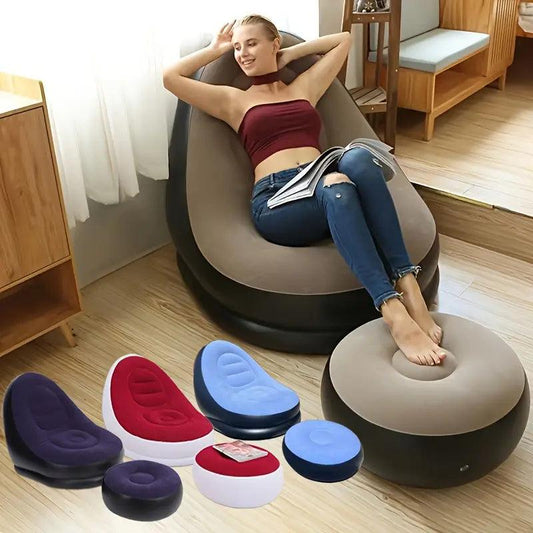 Poltrona Inflável Ultra Lounge Com Pufe Sofá Preguiçoso - Cliquemaster