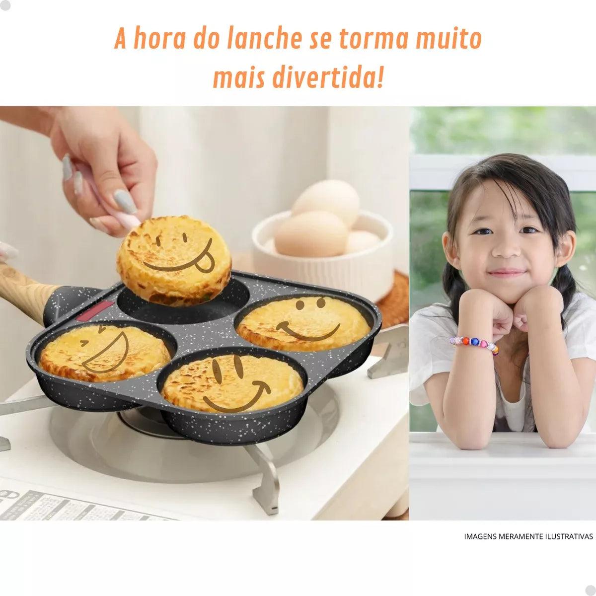 Frigideira Antiaderente 4 Em 1 Para Panquecas Ovos e Hamburguer - Cliquemaster