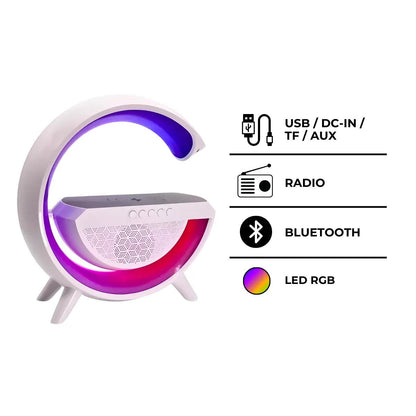 Luminária Inteligente com Caixa De Som e Carregador Indução - Cliquemaster
