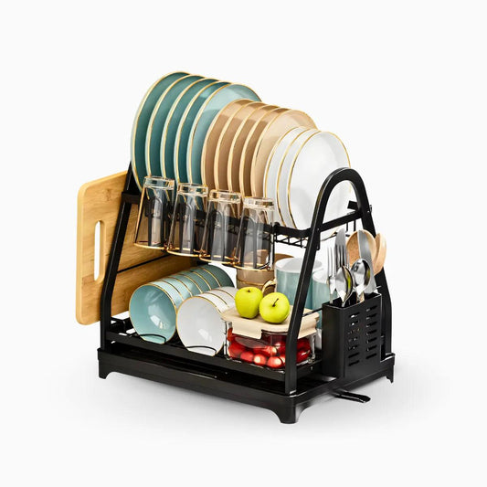 Escorredor e Organizador De Louças Inox Preto - Cliquemaster
