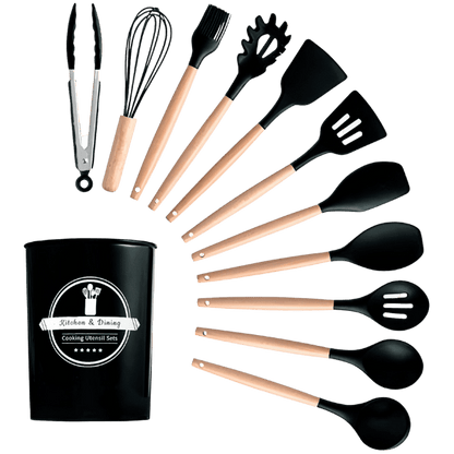 Kit Utensílios Cozinha 12 Peças Silicone Antiaderente - Cliquemaster