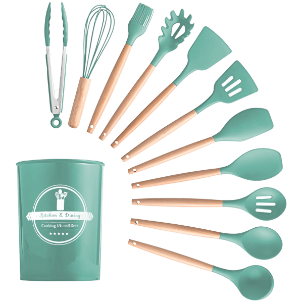 Kit Utensílios Cozinha 12 Peças Silicone Antiaderente - Cliquemaster