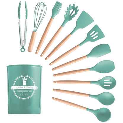Kit Utensílios Cozinha 12 Peças Silicone Antiaderente - Cliquemaster