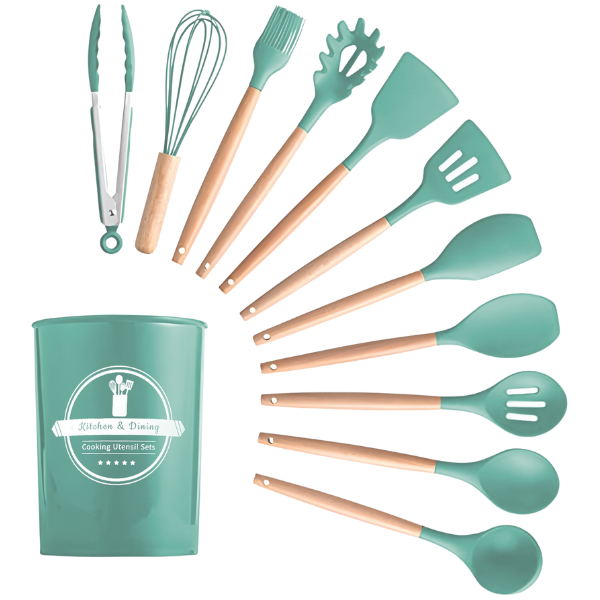 Kit Utensílios Cozinha 12 Peças Silicone Antiaderente