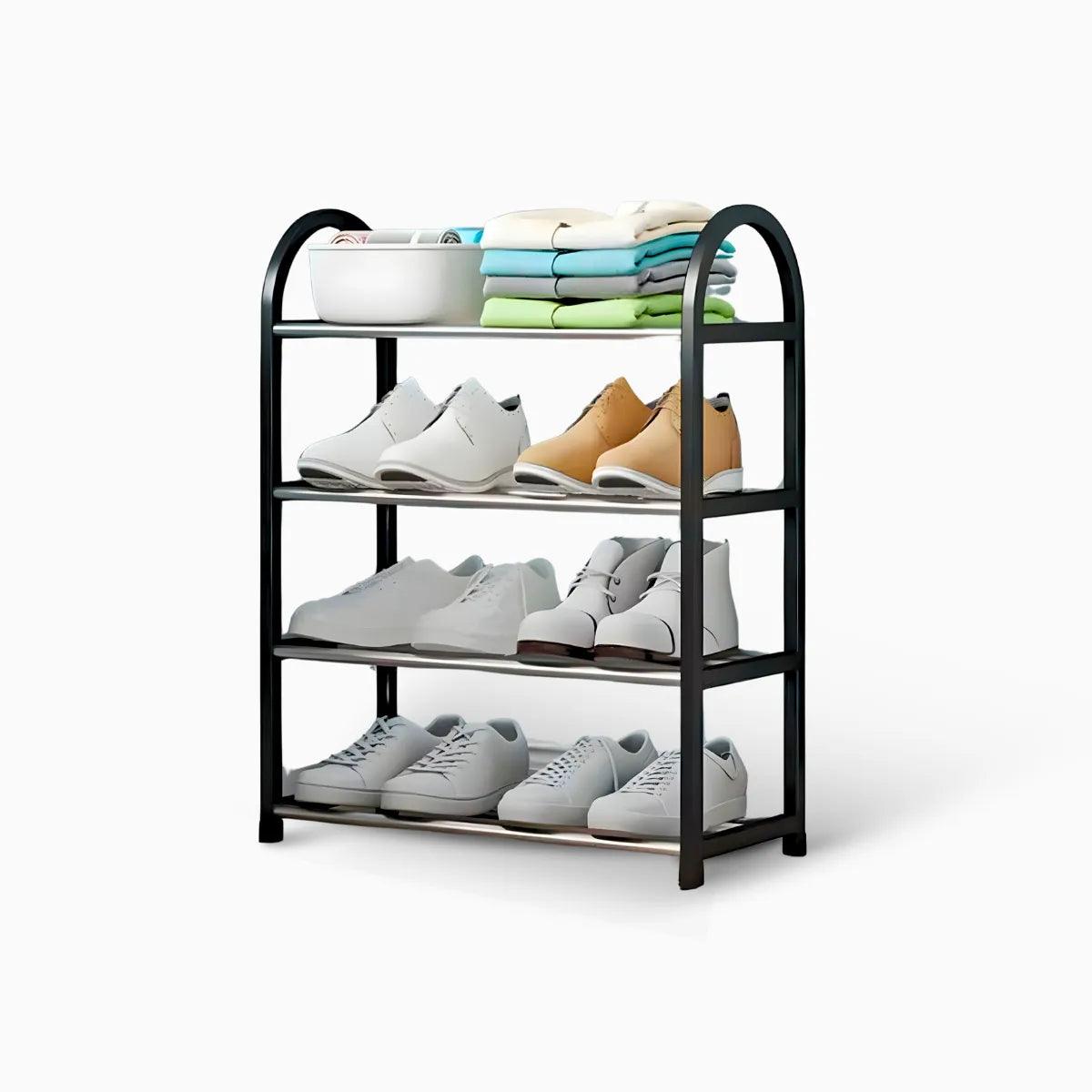 Sapateira Portátil Organizador 4 Prateleiras - PRETO - Cliquemaster